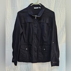 Croft & Barrow Jacket - Black Drawstring Lightweight Stretch - Size M Medium